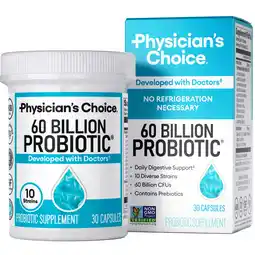 Walmart Physicians Choice 60 Billion Probiotic for Women and Men, 30 Count, Digestive & Gut Health offer
