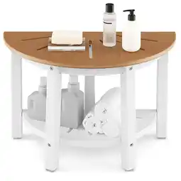 Walmart Costway Heavy Duty Waterproof HDPE Semicircular Shower Bench 2-Tier Bath Spa Bench Off White & Brown offer