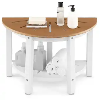 Walmart Costway Heavy Duty Waterproof HDPE Semicircular Shower Bench 2-Tier Bath Spa Bench Off White & Brown offer
