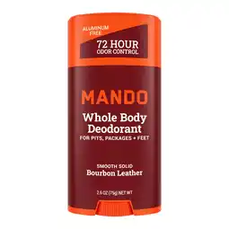 Walmart Mando Whole Body Deodorant for Men - Smooth Solid Stick - Aluminum Free - Bourbon Leather - 2.6oz offer