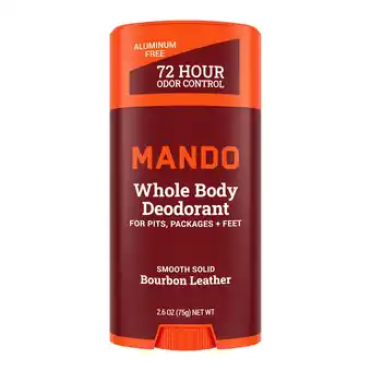 Walmart Mando Whole Body Deodorant for Men - Smooth Solid Stick - Aluminum Free - Bourbon Leather - 2.6oz offer