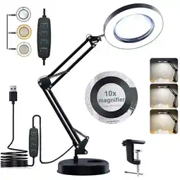 Walmart GPEH 53.5 cm+ Desk Light Magnifier LED Lamp Reading Lamp with 10x Magnifying Glass offer