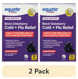 Walmart (2 pack) Equate, Non-Drowsy, Black Elderberry Homeopathic Cold + Flu Relief, 30 Count offer