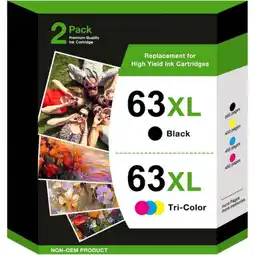 Walmart 63 Ink Cartridge Compatible for HP 63 63XL Ink Cartridges - Black and Tri-Color, 2 Pack offer