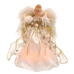 Walmart Vickerman 12 White-Gold Lit Angel Christmas Tree Topper offer
