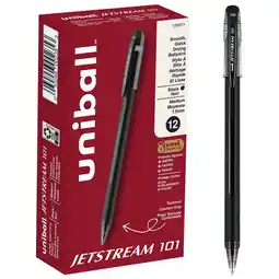 Walmart Uniball Jetstream 101 Stick Ballpoint Pens, Medium Point (1.0mm), Black Ink, 12 Count offer