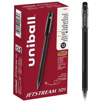 Walmart Uniball Jetstream 101 Stick Ballpoint Pens, Medium Point (1.0mm), Black Ink, 12 Count offer