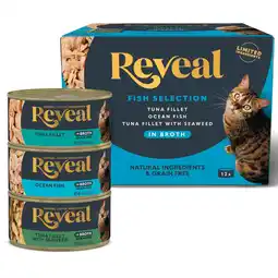 Walmart Reveal Pet Food, Natural Wet Cat Food, Fish in Broth Variety Pack, 2.47oz Can offer