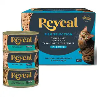 Walmart Reveal Pet Food, Natural Wet Cat Food, Fish in Broth Variety Pack, 2.47oz Can offer