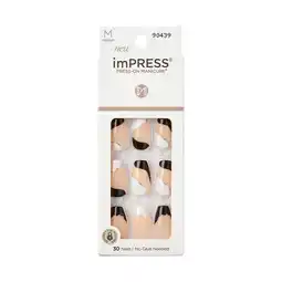 Walmart KISS imPRESS Medium Coffin Gel Press-On Nails, Glossy Black & White, 30 Pieces offer