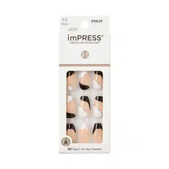 Walmart KISS imPRESS Medium Coffin Gel Press-On Nails, Glossy Black & White, 30 Pieces offer