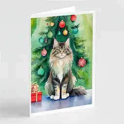 Walmart Carolines Treasures 5 x 7 in. MaineCoon Cat by the Christmas Tree Greeting Cards - Pack of 8 offer