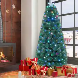 Walmart Gymax 7 FT Pre-Lit Fiber Optic Christmas Tree Artificial Christmas Tree w/ 226 LED Lights offer