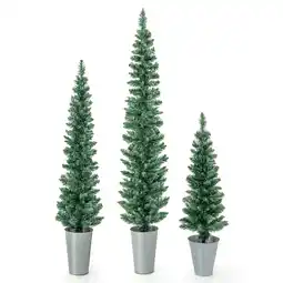 Walmart Costway Potted Artificial Christmas Tree Set of 3 with 3/4/5 FT Faux Slim Pencil Trees offer