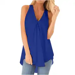 Walmart Womens Solid Tank Tops Sleeveless V-Neck Base Shirt Summer Casual Tees offer