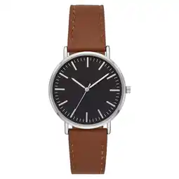 Walmart George Men's Watch: Silver Tone Case, Black Dial, Cognac Vegan Leather Band(FMDOGE034) offer