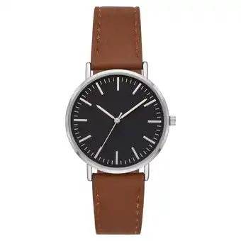 Walmart George Men's Watch: Silver Tone Case, Black Dial, Cognac Vegan Leather Band(FMDOGE034) offer