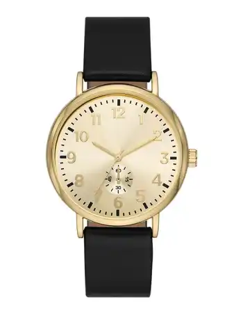 Walmart George Men's Watch: Gold Tone Case, Champagne Sunray Dial, Black Vegan Leather Band (FMDOGE047) offer