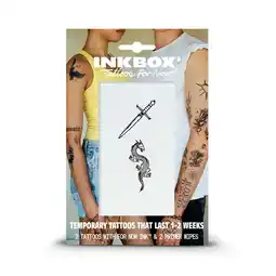 Walmart Inkbox Temporary Tattoos, Dragon and Sword, Water-Resistant, Perfect for Any Occasion, Black, 2 Pack offer