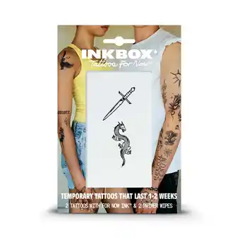 Walmart Inkbox Temporary Tattoos, Dragon and Sword, Water-Resistant, Perfect for Any Occasion, Black, 2 Pack offer