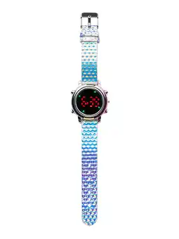 Walmart Wonder Nation Girls Round LED Dial Kids Digital Watch, Iridescent offer