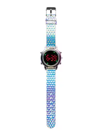 Walmart Wonder Nation Girls Round LED Dial Kids Digital Watch, Iridescent offer