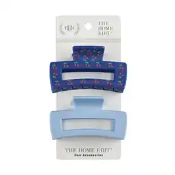 Walmart The Home Edit Claw Clips, Light Blue and Cherry Print, 2 Ct offer