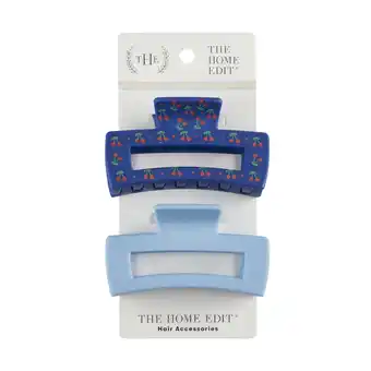 Walmart The Home Edit Claw Clips, Light Blue and Cherry Print, 2 Ct offer