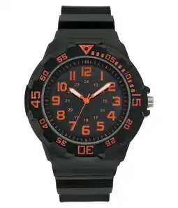 Walmart George Men's Casual Watch with Orange Round Dial and Black Resin Band offer