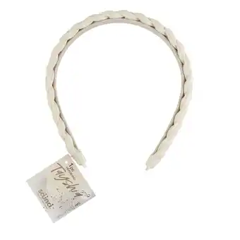 Walmart Tayshia by Scunci Comfort No-Squeeze Satin Braided Headband, Cream offer