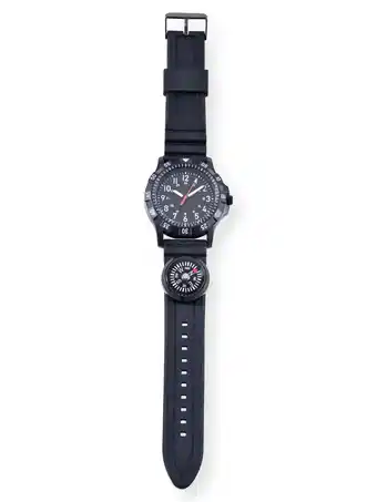 Walmart George Adult Male Analog Watch in Black Silicone with Compass (42039WMM) offer