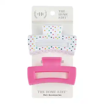 Walmart The Home Edit Claw Clips, Pink and Rainbow Polka Dot Print, 2 Ct offer