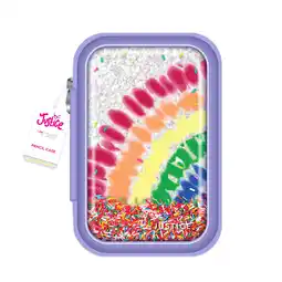 Walmart Justice Silver Glitter Rainbow Tie-Dye Zipper Confetti Pencil Case offer