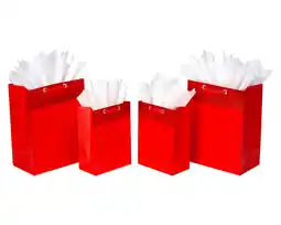 Walmart American Greetings Red Gift Bags with Tissue Paper (4 Bags, 2 Large 13, 2 Medium 10 Bags, 15-Sheets) offer