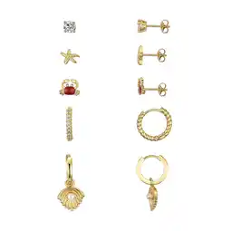 Walmart Believe by Brilliance Women's Cubic Zirconia Shell Crab Stud Hoop Earring Set offer