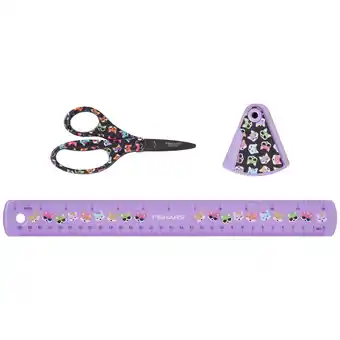 Walmart Fiskars Designer Kids 3-Piece Set, 5 Scissors, 12 Ruler and Sharpener, Purple offer