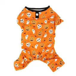 Walmart Vibrant Life Halloween Dog Clothes, Orange Pumpkin Ghost Pajama, for Dogs or Cats, Size Extra Small offer