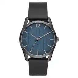 Walmart George Men's Watch: Gunmetal Case, Blue Textured Dial, Black Vegan Leather Band (FMDOGE035) offer