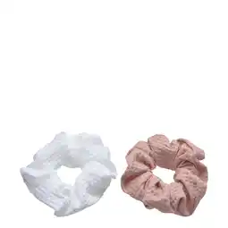 Walmart Hairitage Stylish Waffle Hair Scrunchie Pink and White, 2 PC offer