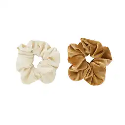 Walmart Hairitage Corduroy Hair Scrunchies – Ivory and Gold, 2PC offer