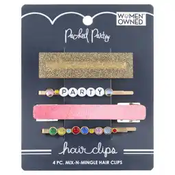 Walmart Packed Party Mix-N-Mingle Multi-Color Assorted Hair Clips, 4 Pieces offer