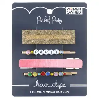 Walmart Packed Party Mix-N-Mingle Multi-Color Assorted Hair Clips, 4 Pieces offer