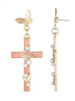 Walmart Way to Celebrate Easter Goldtone Cross Earrings, 1 Pair offer
