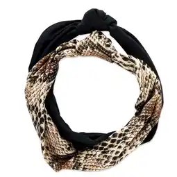 Walmart Wild Primrose by Scunci Knotted Fashion Fabric Turban Headwrap in Black and Animal Print, 2ct offer