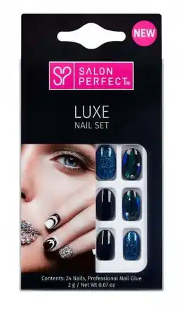 Walmart Salon Perfect Artificial Nail, Black with Blue Glitter offer