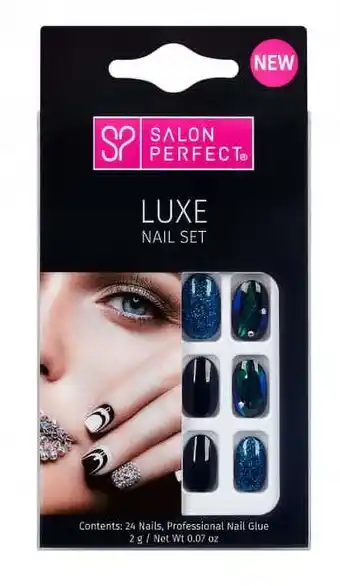 Walmart Salon Perfect Artificial Nail, Black with Blue Glitter offer