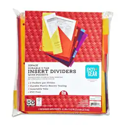Walmart Pen+Gear Vibrant Color 5-Tab Dividers with Pockets, 20-Pack, 90164 offer