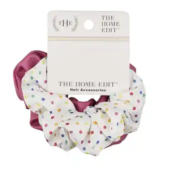 Walmart The Home Edit Faux Leather and Satin Scrunchie Hair Ties, Pink and Rainbow Polka Dot, 2 Ct offer