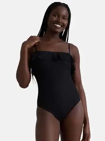 Walmart Celebrity Pink Women’s Ruffle Crochet One Piece Swimsuit, Sizes XS-XXL offer