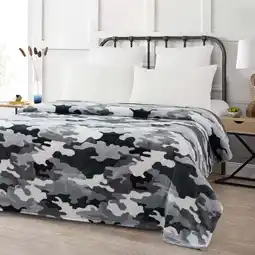 Walmart Your Zone Gray Camouflage Polyester Velvet Plush Throw Blanket, Twin/Full, 72 X 90, for Kids offer